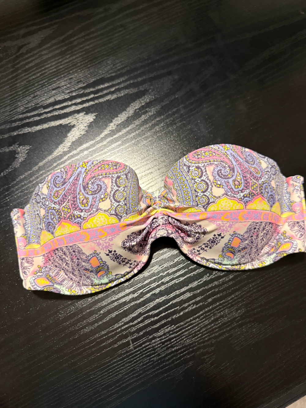 VS Paisley Print Strapless Bikini Top - Pink & Purple